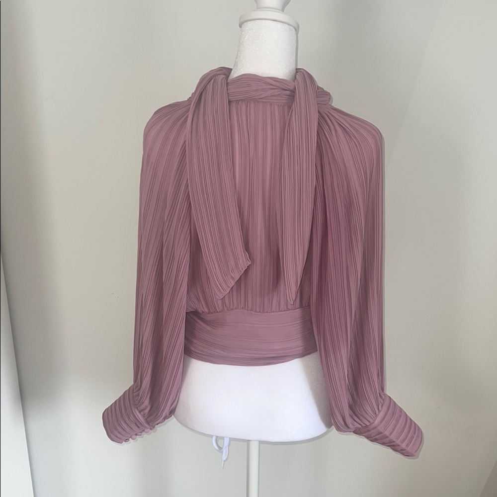 Zara Pink Ribbed Wrap Blouse NWOT PTP 17 length 19 size M excellent condition - Picture 2 of 5